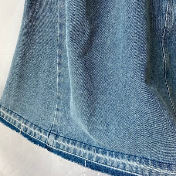 DR2 Daniel Rainn A-line Denim Maxi Skirt Women M Acid Wash Blue Raw Hem‎ NWT - Picture 6 of 11